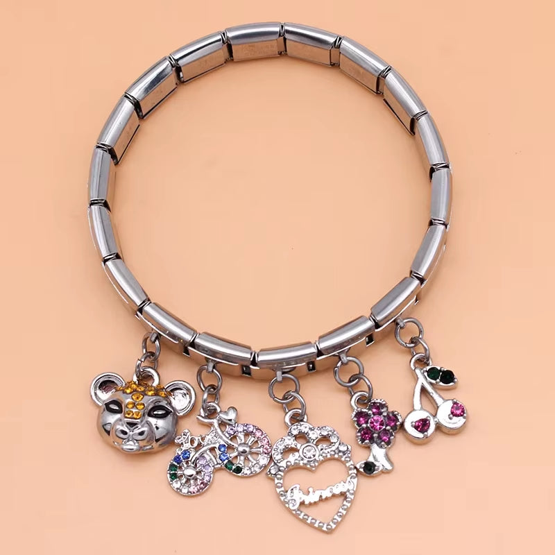 New Original Daisy Moon Flower Lightning Heart Rhinestone Italian Charm Fit 9Mm Bracelet Bangle Jewelry Making DJ260